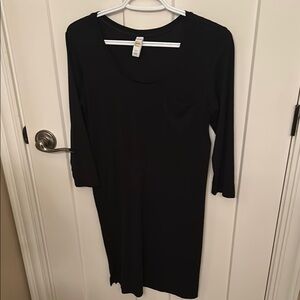 Lole Black Sheath Dress Scoop Neck 3/4 Sleeve